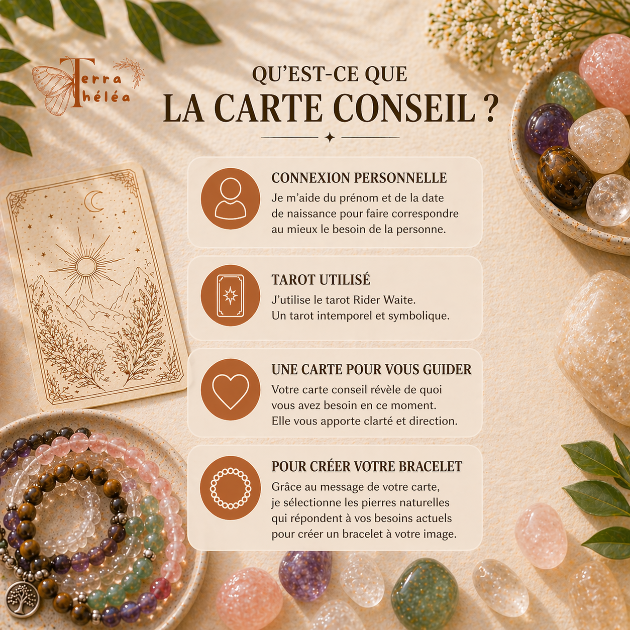 Bracelet à l'intuition - avec carte conseil du Tarot